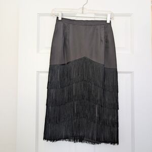 Vintage Elegant Black Fringe Skirt